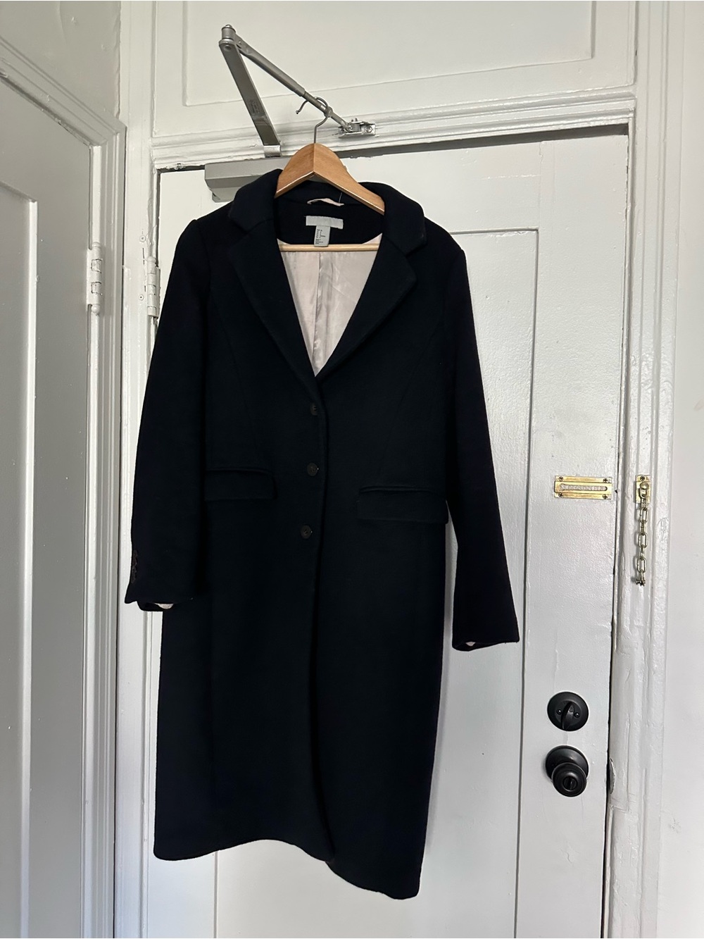 H&M Black Single-Breasted Trench Coat